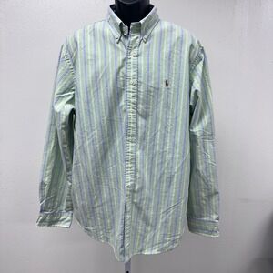 Ralph Lauren Classic‎ Fit Button Down Shirt Striped Green Blue XL